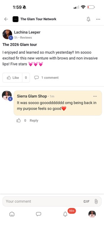 Real Glam Tour student review from The Glam Tour Network on Facebook