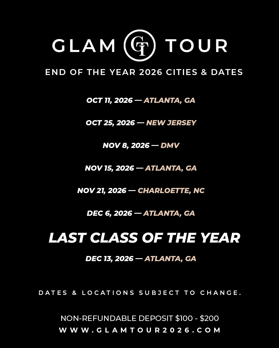 EOY Glam Tour - Charlotte - Nov 21st, 2026